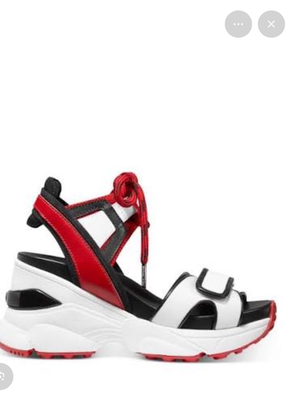 Michael Kors Red White and Black Irma Tech Canvas Sport Platform Sandals